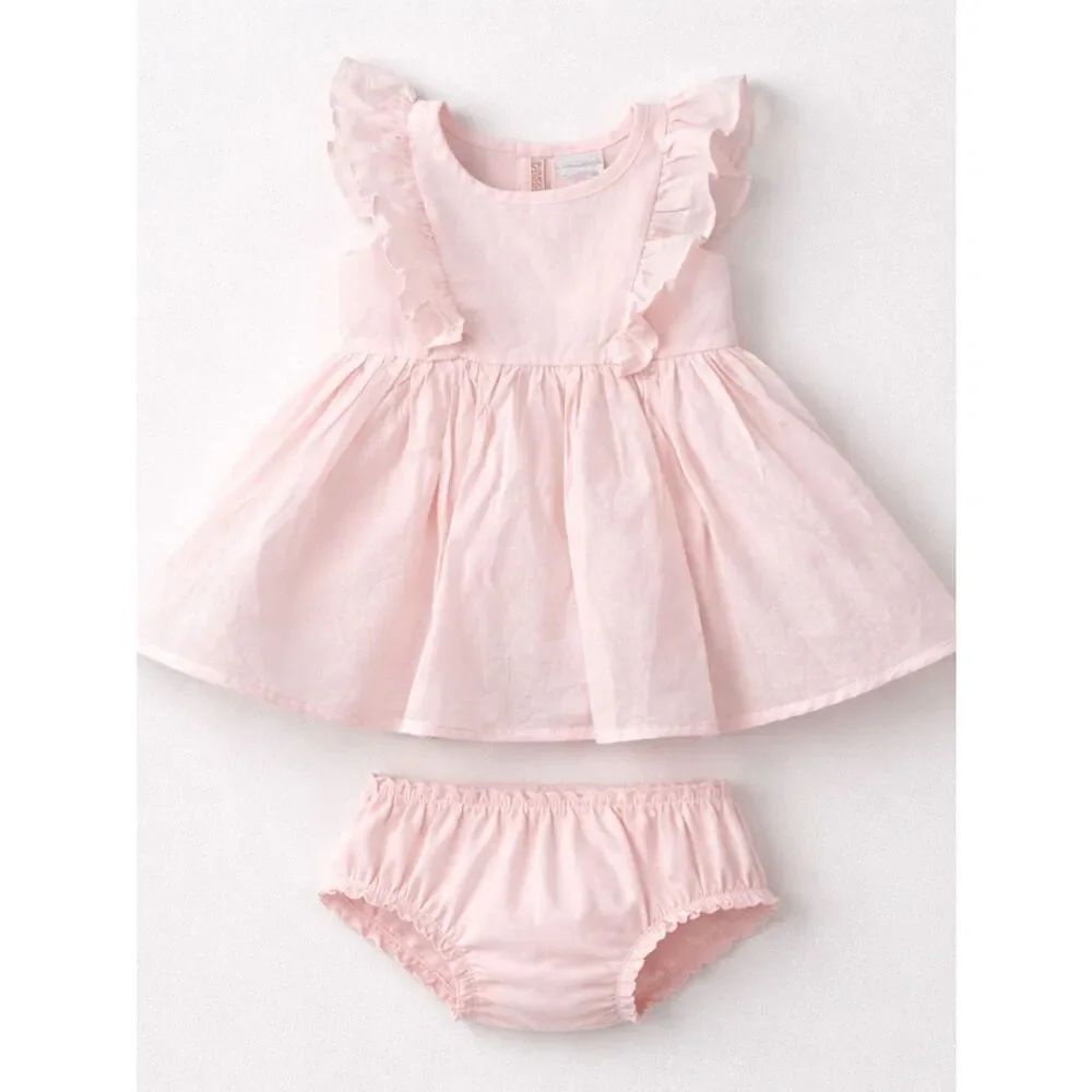 Edgehill Collection Pink cotton dress and diaper cover set size 3 months NWT